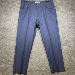 Brax Cooper Fancy Trousers Mens 35x30 Blue Virgin Wool Regular Fit Five Pocket